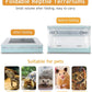 Travel Portable Foldable Terrarium Kits for Reptiles -Heat-Resistant Material, Easy to Move with Wheels, Includes Plant, Feeding Bowl, and Carpet for Snakes, Lizards, Tortoises, and Leopard