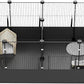 Tresbro Guinea Pig Playpen with 14 Panels & Divided Room, Triple Fixing Measures Small Animal Cage with Waterproof PVC Liner & One-Motion Hooks, Rabbit, Bunny, C&C Grids Cage 48 x 24 x 16 Inches