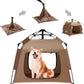 Outdoor Waterproof Pet Automatic Camping Tent, Pop up Cave Bed for Indoor Cats and Small Dogs, Portable Cat House Dog House, Brown.