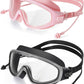 Adult Swimming Goggles,Leak-Proof,Anti-Fog Pool Glasses,Wide View Swim Goggles with Ear Plugs and Nose Clip