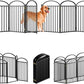 8 Panles Full Matel Freestanding Dog Gates with Door, 192"Extra Wide 32"Tall Free Standing Dog Pet Gate for Indoor & Outdoor. Foldable Pet Fences for Doorways, House, Stairs, Porch, Deck, Yard
