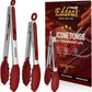 Tongs For Cooking - 7",9" and 12 inch Kitchen Tong with Silicone Tip,Heat Resistant 600 Degrees Metal Locking Tongs - for cooking,Salad and Barbecue,Red Set of 3