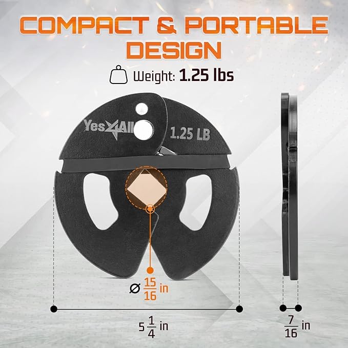 Yes4All Fractional Weight Plates Set, Available In Steel And Rubber, Set of 2/4/6 Plates in 1.25LB, 2.5LB, or 5LB Sizes, Micro Change Plates for Dumbbell and Olympic Barbell Weightlifting