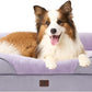 EHEYCIGA Memory Foam Dog Bed for Large Sized, Orthopedic Dog Sofa with Sides and Waterproof Liner, Washable Bolster Pet Couch with Removable Cover, 41x27x7.5 Inch, Purple
