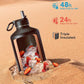 Coolflask 128 oz Gallon Water Bottle Insulated with Straw&3 Lids, Water Jug Large Stainless Steel Metal Vacuum Wide Mouth for Sports, Gym or Office, Non-BPA Keep Cold 48H Hot 24H, Piano Night