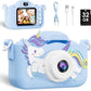Kids Camera, Toys for Toddlers Age 3-8 Year Old Girl Christmas Birthday Gifts, Children Digital Camera with Cartoon Soft Silicone Cover and 32GB Card (Azure)