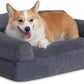 Hollypet Fluffy Plush Dog Cat Pet Couch Soft Calming Sofa Bed for Medium Small Cats and Dogs, Gray, M