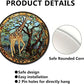 Lygond Metal Sign Tin Sign Circular Stained Glass Giraffe Bathroom Signs for Home for Garage 8×8 Inches