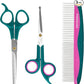 Professional Pet Grooming Kit, Stainless Steel Dog & Cat Grooming Shears with Rounded Tip Blades for Safe Fur Trimming, Thinning Shears, Straight Scissors, and Pet Comb (Set of 3)