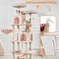 TaoqimiaoCat Tree Cat Tower for Indoor Cats, Plush Multi-Level Cat Condo with 12 Scratching Posts, 2 Perches, 2 Caves, Hammock, 2 Pompoms Jelly Pink