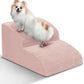 Dog Stairs for Small Dogs - High Density Foam Pet Steps, Extra Wide Dog Ramp with Non-Slip Bottom for High Beds, Couch and Sofa, Best for Dogs Injured, Older Doggy Cats, 2 Steps, Pink