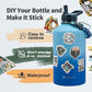 One Gallon Water Bottle Insulated, Triple Wall Vacuum Cold for 48 Hrs & Leak-proof & Non-BPA, 128oz Large Sports Stainless Steel Water Jug with Paracord Handle Straw Spout Lids & DIY Stickers
