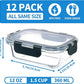 24-Piece Small Glass Food Storage Containers with Lids Airtight, 1.5 Cup Meal Prep Containers Set, Microwave&Dishwasher Safe, Leak-Proof, BPA-Free, Grey