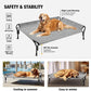 Veehoo Cooling Elevated Dog Bed, Raised Pet Cot with Guardrail & Slope Headrest, Durable Breathable Teslin Mesh, Non-Slip Feet, Washable Dog Couch Bed for Indoor & Outdoor, 39.5" x 28", Black Silver