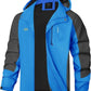 TEZO Mens Rain Jacket Waterproof with Hooded Hiking Coat Lightweight Windbreaker