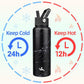 40oz Insulated Water Bottle Stainless Steel Sport Bottles with 3 Lids,Marble Midnight