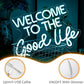 Welcome To The Good Life Neon Sign Letter LED Neon Lights Dimmable USB Powered 16.5’’X11’’Cool Wall Decorative Light Bedroom Kids Room Birthday Party Bar Decoration Gifts for Friend（Ice blue）