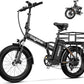 Foldable Electric Bike for Adults, 30+MPH, 48V 20Ah Removable Lithium Battery up to 80Miles, 20" Fat Tire 1000W Peak Motor Dirt Ebike Adult Electric Bicycle for Commute Beach Mountain E Bike