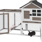 GUTINNEEN Rabbit Hutch Indoor Chicken Coop Outdoor, 51.6''L 2 Story Bunny Cage Weatherproof, Guinea Pig House with Run (Brown)