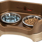 Neater Feeder Deluxe Mess Proof Cat Bowls Elevated for All Breeds – Made in USA – No Spill Raised Bowls for Indoor Cats – Stainless Steel Food and Water Bowl Set, Pet Dish Feeding Station, Bronze