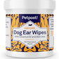 Petpost | Dog Ear Cleaner Wipes - Ultra Soft Cotton Pads in Coconut Oil Aloe Solution - Dog Ear Rinse & Cleanser 100 ct.