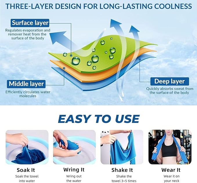 Custom 1-100PCS Cooling Sports Towel, Personalized Photo Logo Soft Cold Exercise Towel for Neck and Face Customized Quick-Drying Cooling Wrap Fitness Workout Sweat Towel 12"x40" (8)