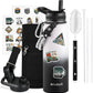 40 oz Insulated Water Bottle with Straw (Cold for 48 Hrs), Stainless Steel Triple Wall Vacuum Sports Water Jug, Leakproof Hydro Cup Flask with Paracord Handle & Straw Spout Lids & DIY Stickers
