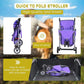 Foldable Pet Stroller,Dog Stroller with 3 Wheel,Pet Strolling Cart,Dog Travel Carrier with Storage Basket and Cup Holder for Dog Puppy,Purple
