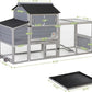 COZIWOW 82" Large Wooden Chicken Coop, Outdoor Rabbit Hutch, Guinea Pig Pet House with Wheels, Sunshine Board, Asphalt Roof, Ramp, Openable Top, Door, Window, Pull-Out Tray, Indoor Bunny Cage (Gray)