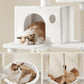 Feandrea Cat Tree, 81.1-Inch Large Cat Tower with 13 Scratching Posts, 2 Perches, 2 Caves, Basket, Hammock, Pompoms, Multi-Level Plush Cat Condo for Indoor Cats, Cream White UPCT190T01