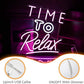 Time To Relax Neon Sign Pink White Letter Led Neon Lights Wall Decor Dimmable Relax Light Up Signs USB Powered with Switch Neon Signs for Spa Massage Bedroom Decor Bar Party Wedding