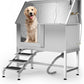 50" Stainless Steel Professional Dog Washing Station - Pet Bathing Tub w/Non-Slip Stairs | Slip-Resistant Floor Grate | for Large/Medium/Small Dogs