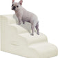 Dog Steps for Small Dogs, 4-Step Pet Ramp Stairs for High Beds and Sofa, Non-Slip Pet Stairs for Small Dogs and Cats, Removable and Easy to Clean Cover, Beige