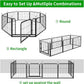 Dog Playpen Outdoor Extra Wide 16 Piece Panels Heavy Duty Dog Fence 24" Height Anti-Rust with Doors Portable for RV Camping Yard, Total 29FT, 68 Sq.ft, Snowy Black