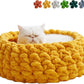Cat Nest Bed – Premium Handwoven Washable Extra Soft Round Cave House for Indoor Kitten & Kitty, Small & Large (Persimmon Yellow,Medium)