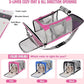 Pet Carrier for Large Cats of 20 Lbs, Collapsible Carrier Bag for Big Cat or 2 Kittens,Soft Sided Puppy Carrier with Sturdy Travel Transport Strap, Adequate Ventilation, 4 Mesh Windows (Pink)