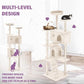 70 Inches Cat Tower for Indoor Cats Multi-Level Cat Condos XL Cat Tree Climbing Tower with Scratching Posts, Hanging Toys, Beige