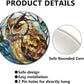Lygond Metal Sign Tin Sign Circular Stained Glass Owl Vintage Metal Sign for Pet 8×8 Inches
