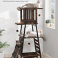 FourFurPets Modern Cat Tree, 58-Inch Cat Tower for Large Cats, Maine Coon Cat Tree with Scratching Board, Large Perch, Hammock and Removable Pads, Rustic Brown