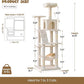 MWPO 63.8 inches Multi-Level Cat Tree for Large Cats with Sisal-Covered Scratching Posts, Padded Platform, Hammock and Condo,Stable Cat Tower Cat Condo Pet Play House-Beige