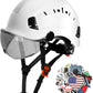 AOLAMEGS Construction Safety Hard Hat - ANSI Z89.1 Approved Safety Helmet with Visor & 50pcs Hard Hat Stickers Sliding Vented Hardhat for Men Women Adults Industrial Workwear Outdoor (Smoke Visor)