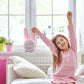 KDtech Kids Alarm Clock with Night Light 6 Ringtones, Cute Pink Bunny Digital Alarm Clock for Kids, Touch Control and Rechargeable Sleep Trainer Clock for Boys Girls Bedroom