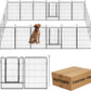 Dog Playpen,24 32 40 48 in(H) Pet Fence Outdoor for Rv Camping,Garden Fence Large Animal Barrie for Yard,11Ft(L)-56Ft(L) Black Metal Temporary Fencing
