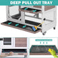 Rabbit Hutch Indoor for 2-4 Rabbits & Guinea Pigs，Bunny Cage with Slide-Out Plastic Trays，Wooden Small Animal Cage for Rabbits, Bunnies, and Guinea Pigs
