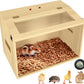 24" Hamster Cage, Top Opening Lockable Roof Door Gerbil Cage, Dwarf Hamster Cage with Hygrometer, Mice and Small Animal Habitat, Chewproof Syrian Hamster Enclosure, (Wooden, 24" L x 16" W x 16" H)