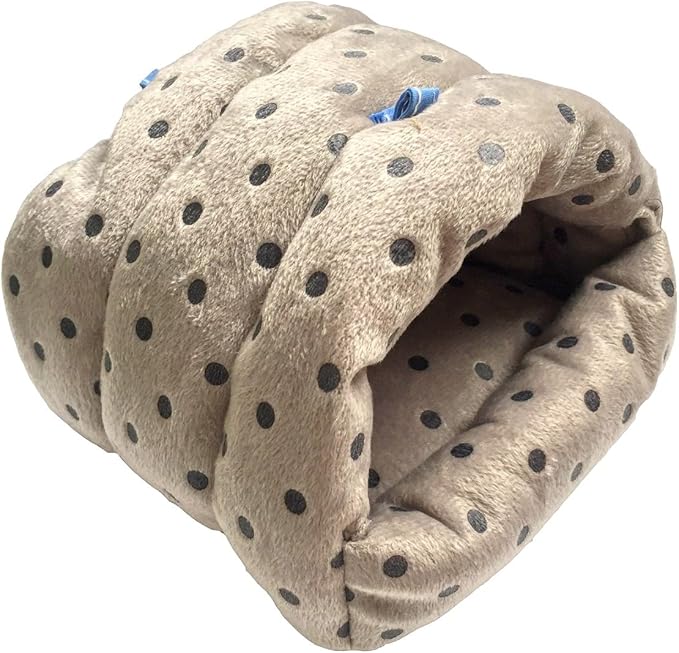 WOWOWMEOW Guinea Pig Cave Bed Small Animals Warm Cage Hanging Bed for Rat, Chinchilla, Hedgehog, Rabbit (M, Dot-Grey)