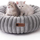 MEWOOFUN Cat Bed, Washable Beds for Indoor Cats, Cute Donut Bed Fluffy Pet Bed with Non-Slip Bottom, Calming Round Bed for Puppy and Kitten (Grey)