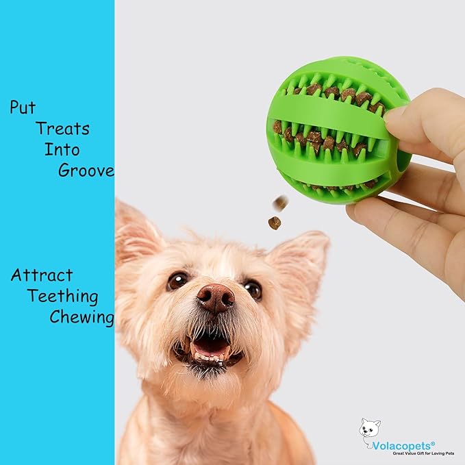 Puppy Balls - Pack with Different Functions & Teething Toys for Small Dogs, Squeaky Dog Balls, Rubber Chew Toys for Enrichment