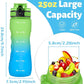 OLDLEY 25 oz Water Bottle, Motivational Water Bottle with Time Marker, Sports Water Bottle With Strap, Leakproof & BPA Free Large Water Bottles for School, Gym, Travel, Outdoor, Tritan,Green&Blue