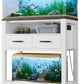 20-29 Gallon Aquarium Stand with Stable Metal Frame & Power Outlet, Heavy-Duty Fish Tank Stand with Waterproof Mat, 550LBS Capacity Storage Cabinet, White+Brown